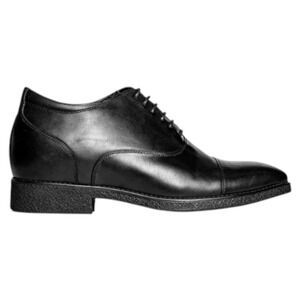 Linosa Mens Black Leather Cap Toe Elevator Shoes Height Increasing‎ Oxford Shoes